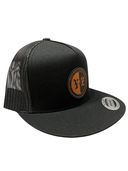 YEAR ZERO MOTO SNAPBACK (Black With Tan Leather Patch) OSFA
