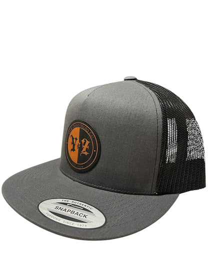 YEAR ZERO MOTO SNAPBACK (Grey With Tan Leather Patch) OSFA